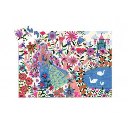 Puzzle 36 pièces La princesse et le paon