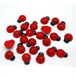 24 mini pièces en bois, coccinelle