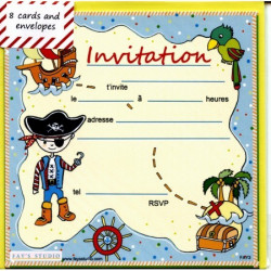 Lot de 6 cartes d'invitation anniversaire pirate