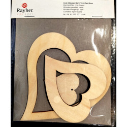 Lot de 3 coeurs bois à suspendre