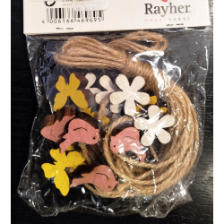 Motif bois printemps avec cordon jute