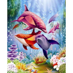 Peinture au numéro - dauphins