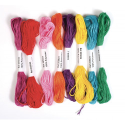Lot de 8 échevettes fil polyester 7m - couleurs vives