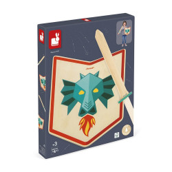 Epée et bouclier dragon en bois